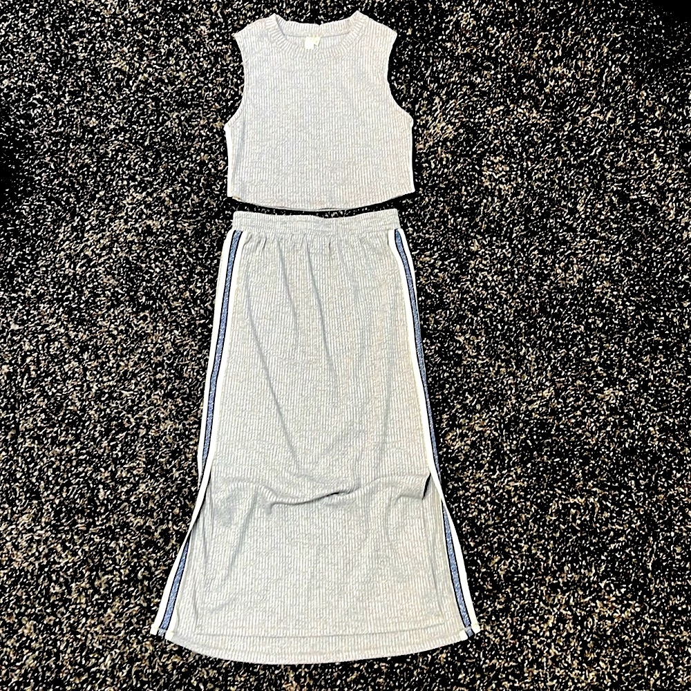Hayden Gray Ribbed Skirt Set
